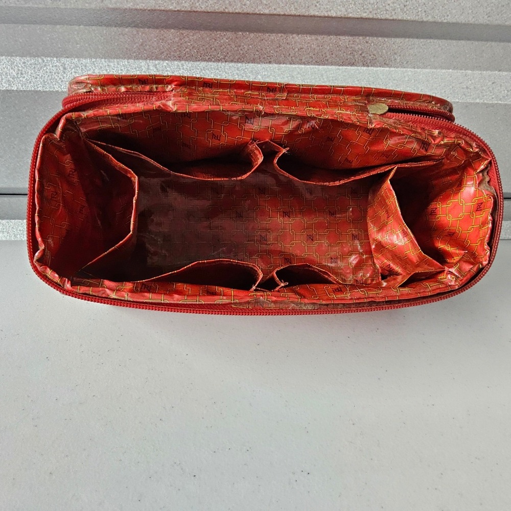 Purse N Makeup Train Case Cosmetic Organizer Travel Toiletry Bag Red - Picture 11 of 11